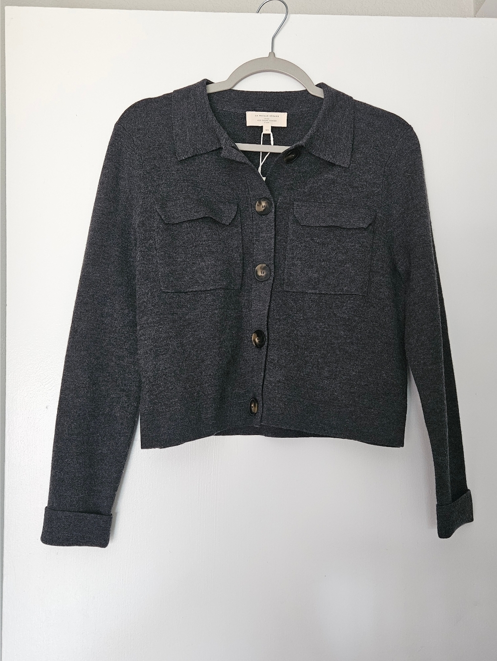 NWT Sezane Betty Cardigan - Charcoal Grey